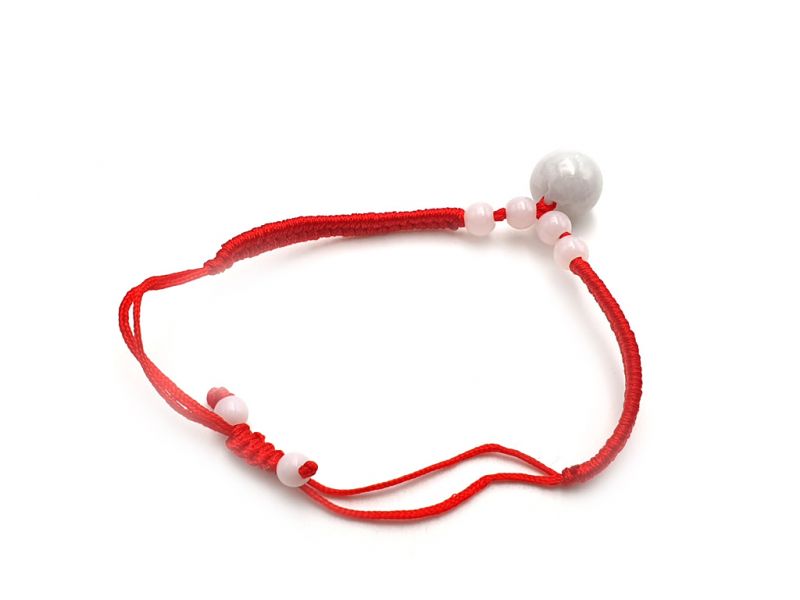 Kleines Jade Armband Große Jadeperle - Rote Schnur 3