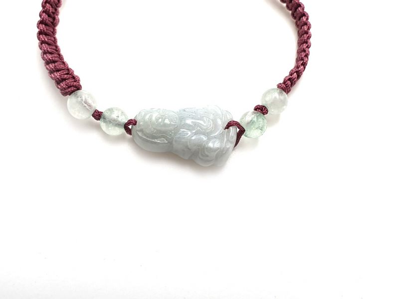 Kleines Jade Armband Jade Buddha - Hellrosa Schnur 2