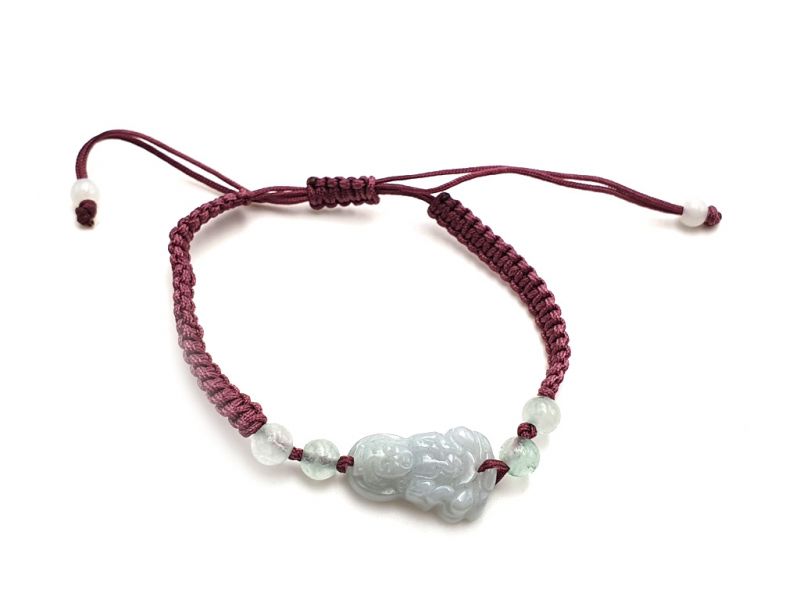 Kleines Jade Armband Jade Buddha - Hellrosa Schnur 3