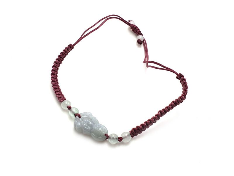 Kleines Jade Armband Jade Buddha - Hellrosa Schnur 4