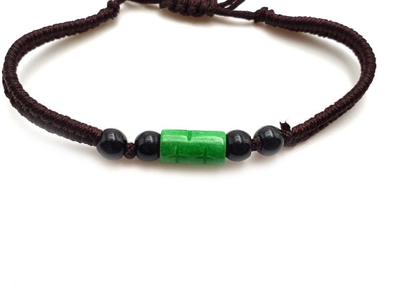 Kleines Jade Armband Jaderohr - braune Schnur 2