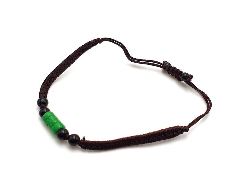 Kleines Jade Armband Jaderohr - braune Schnur 3