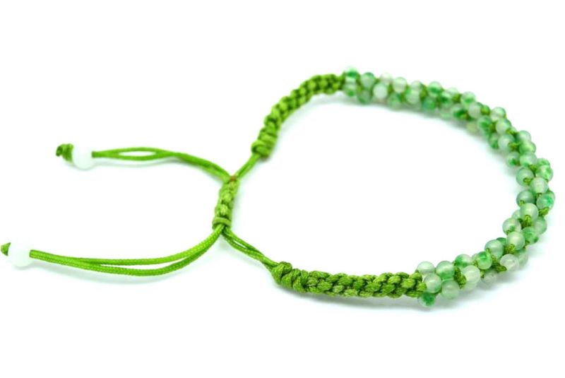 Kleines Jade Armband Kleine Perlen Grün / Weiß 4