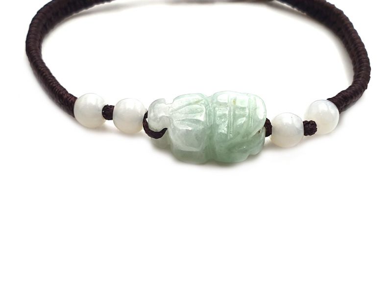 Kleines Jade Armband Kleiner Hund für - braune Schnur 2