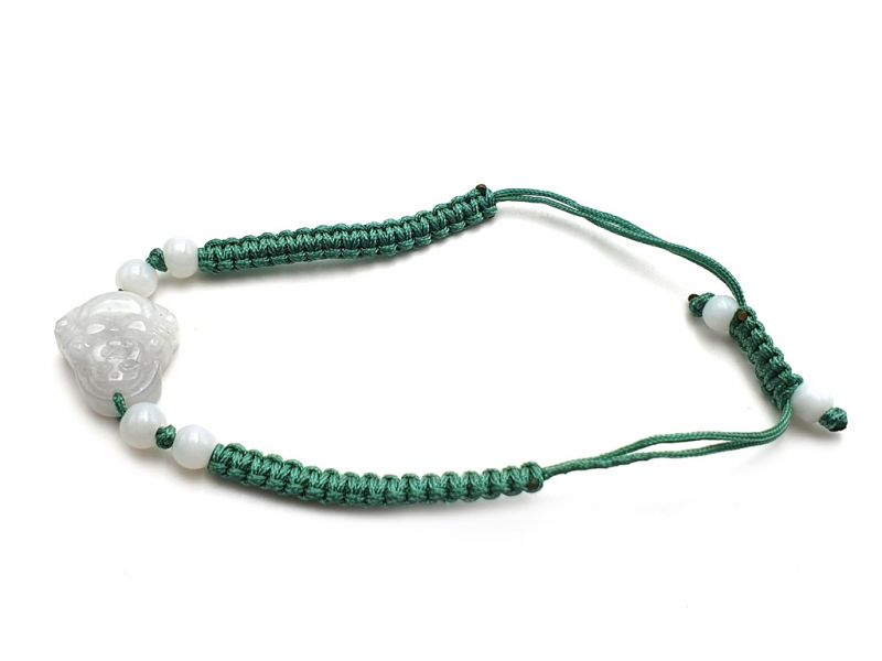 Kleines Jade Armband Lachender Buddha - grüne Schnur 3