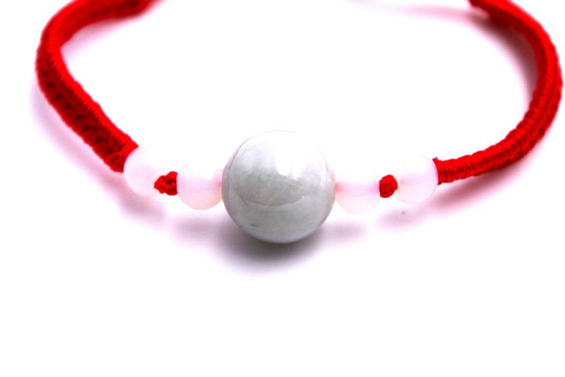 Kleines Jade Armband Rotes Armband - Grüne Jadeperle 2
