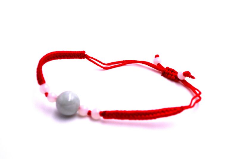 Kleines Jade Armband Rotes Armband - Grüne Jadeperle 4