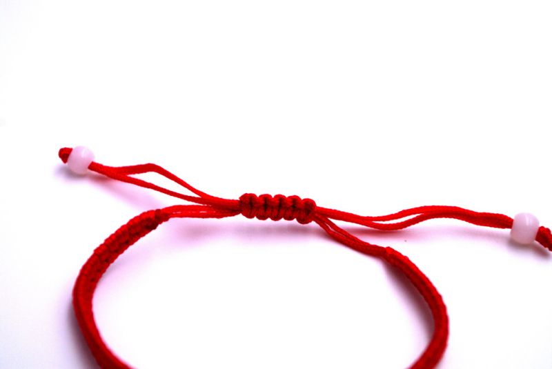 Kleines Jade Armband Rotes Armband - Grüner und weißer Buddha 3