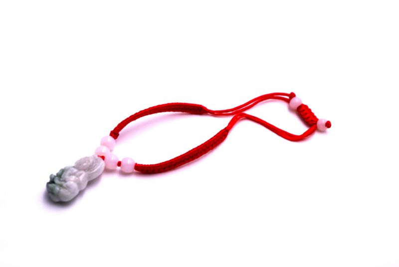 Kleines Jade Armband Rotes Armband - Grüner und weißer Buddha 4