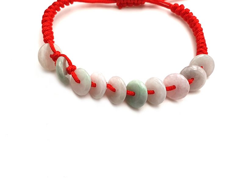 Kleines Jade Armband Stück Jade - Rote Schnur 2