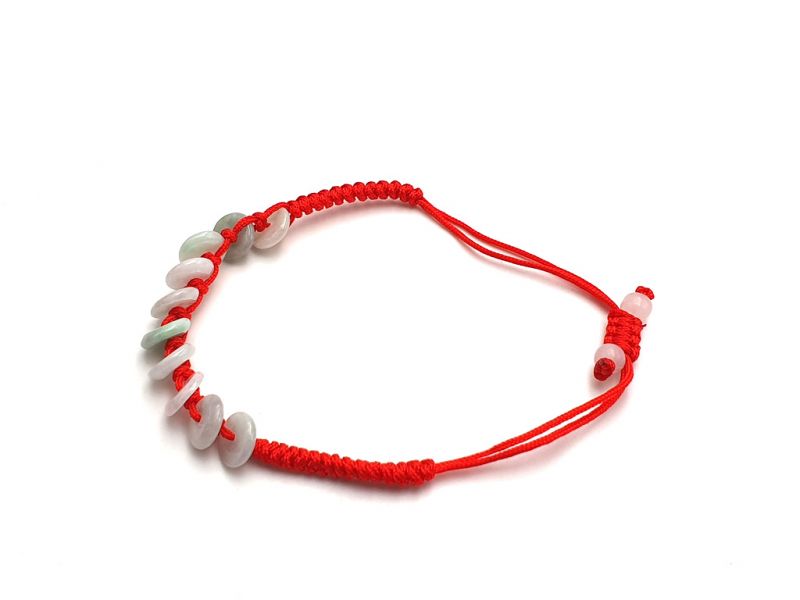 Kleines Jade Armband Stück Jade - Rote Schnur 3