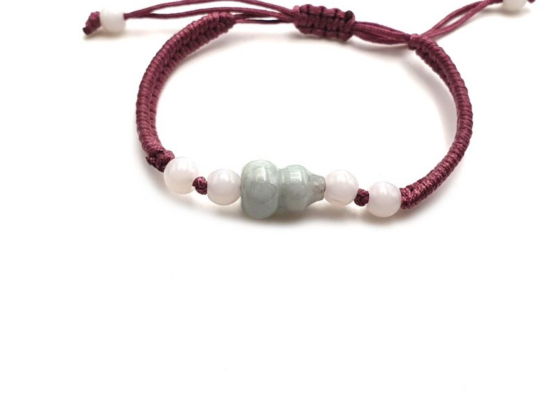 Kleines Jade Armband Wu Lou Gourde - Hellrosa Schnur 2