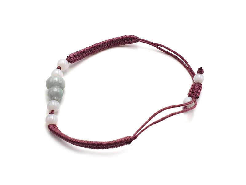 Kleines Jade Armband Wu Lou Gourde - Hellrosa Schnur 3
