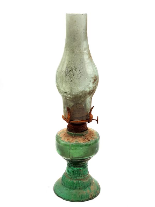 Lámpara de queroseno china antigua - Vidrio 1