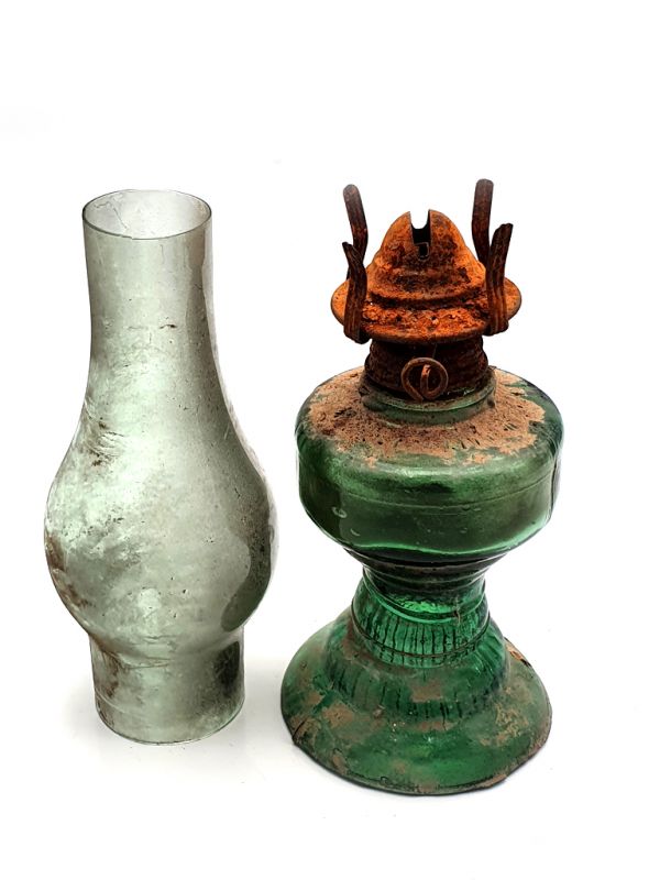 Lámpara de queroseno china antigua - Vidrio 4