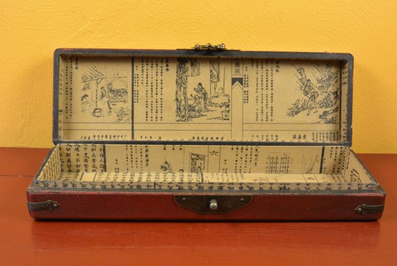 Lange Chinesische Holzkiste Rot Drache und Phoenix 5
