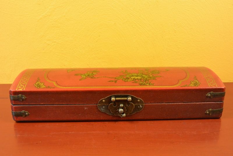 Lange Chinesische Holzkiste Rot Schmetterlinge 3