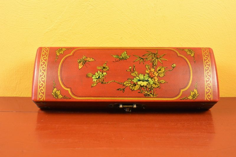 Lange Chinesische Holzkiste Rot Schmetterlinge 4