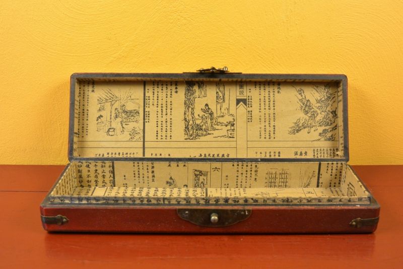 Lange Chinesische Holzkiste Rot Schmetterlinge 5