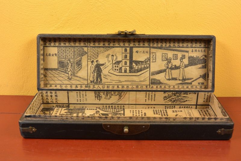 Lange Chinesische Holzkiste Schwarz Schmetterlinge 5