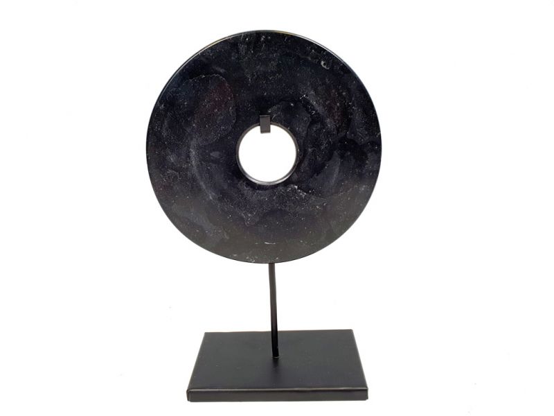 Large Chinese Bi in Jade 15cm -Black 2