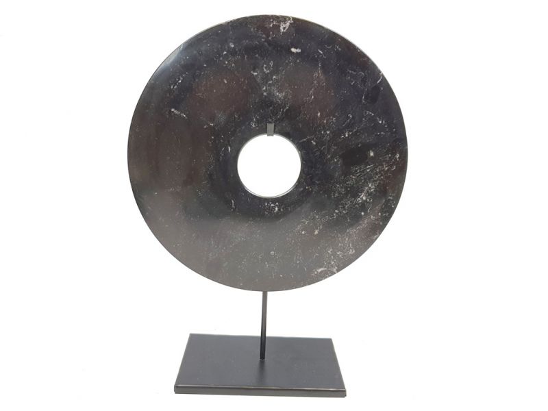 Large Chinese Bi in Jade 30cm - Black 2