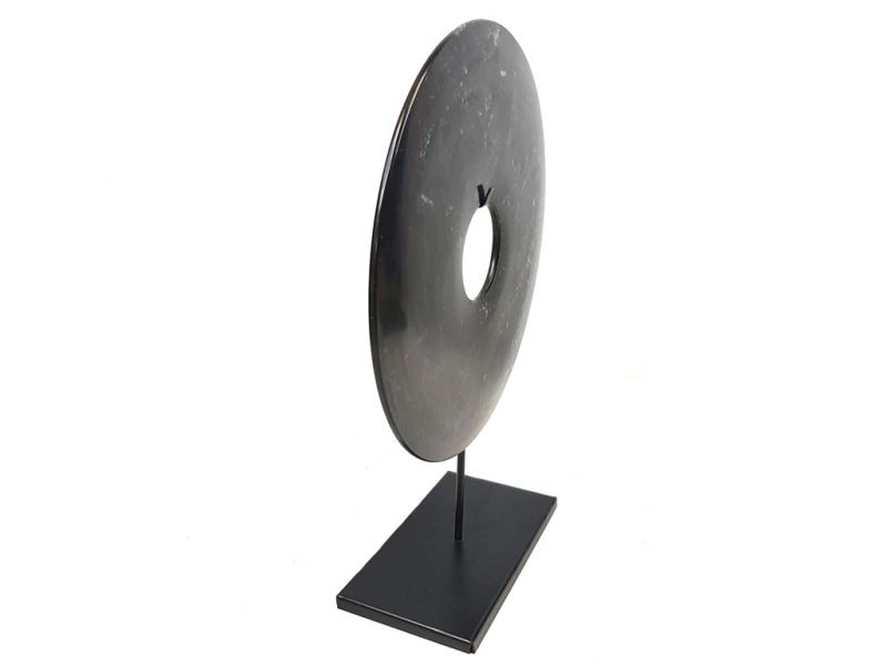 Large Chinese Bi in Jade 30cm - Black 4