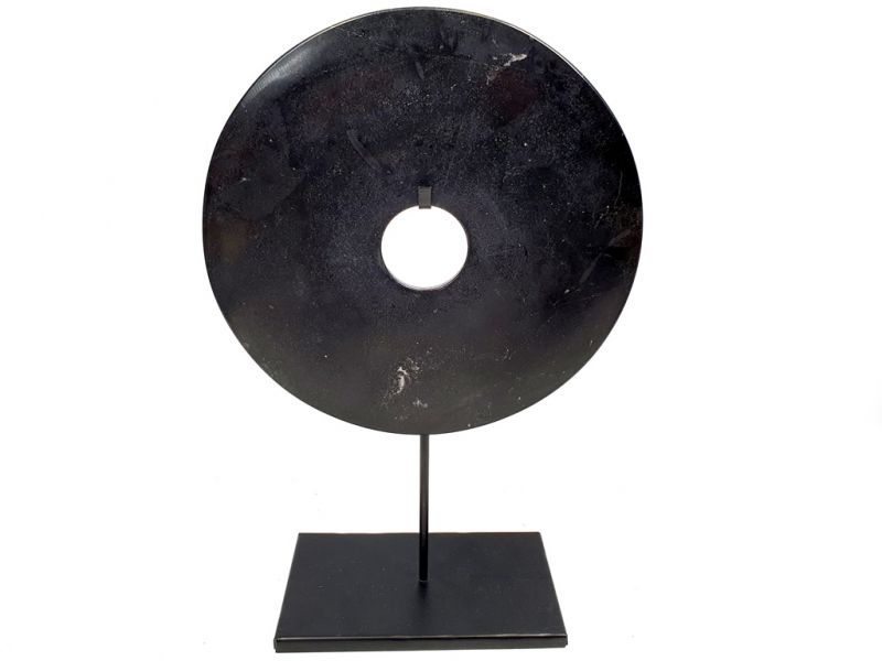 Large Chinese Bi in Jade 25cm - Black 2