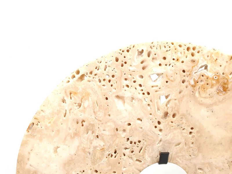 Large Chinese Bi in Jade 30cm Light Brown Old Style 3