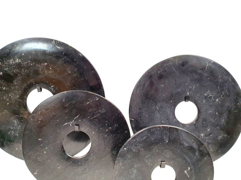 Large Chinese Bi in Jade 30cm Lot of 4 Black Bi discs - Size 30-25-20-15cm 3
