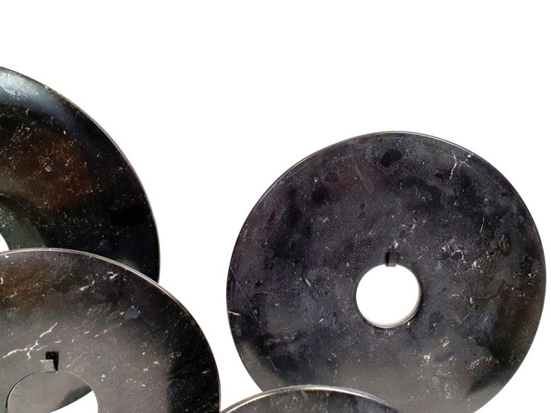 Large Chinese Bi in Jade 30cm Lot of 4 Black Bi discs - Size 30-25-20-15cm 5