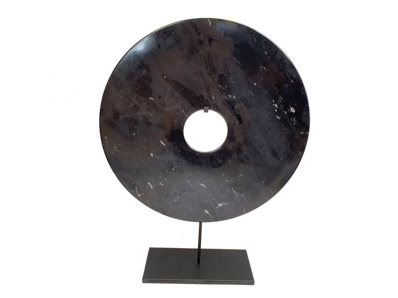 Large Chinese Bi in Jade 40cm - Black 2