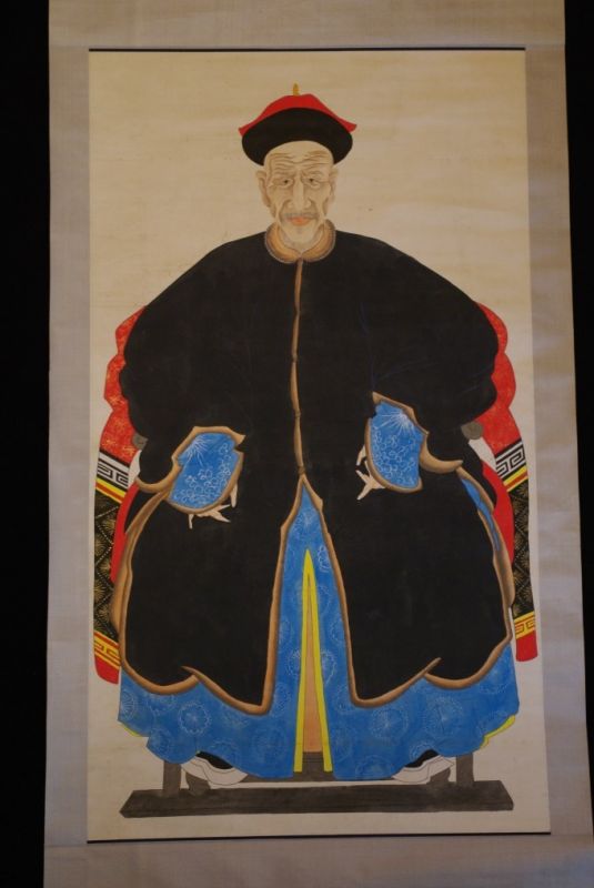 Click thumbnail to enlarge and hover over the picture to zoom Large Chinese Dignitary painting on Paper Old Man 1