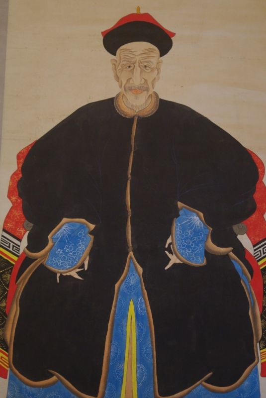 Click thumbnail to enlarge and hover over the picture to zoom Large Chinese Dignitary painting on Paper Old Man 2