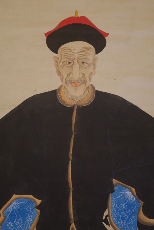 Click thumbnail to enlarge and hover over the picture to zoom Large Chinese Dignitary painting on Paper Old Man 3