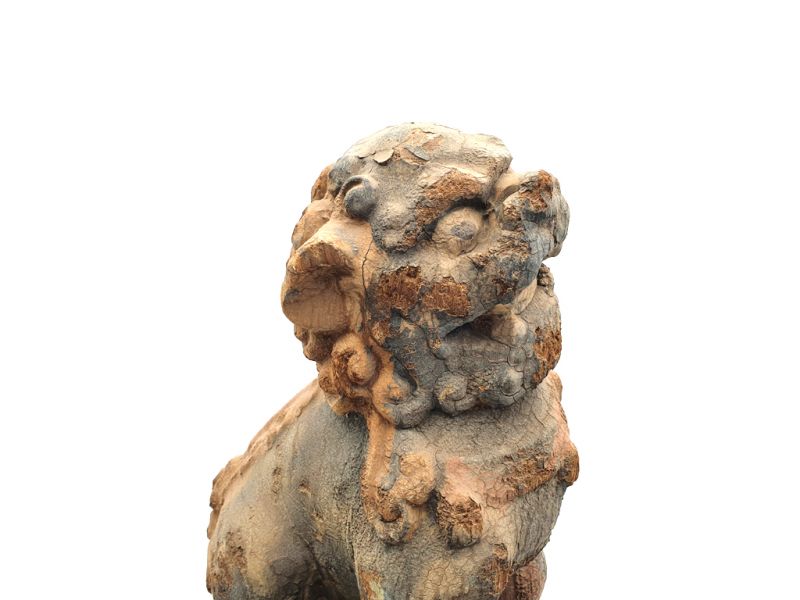 Large Chinese guardian lion in wood (age: 50) 2