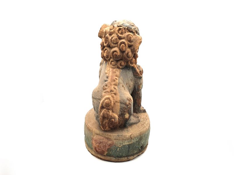 Large Chinese guardian lion in wood (age: 50) 5