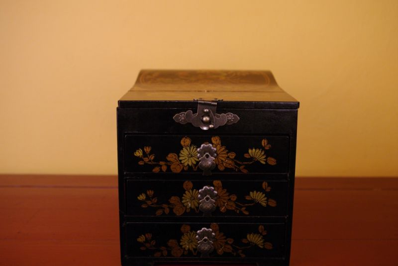 Large Chinese Jewelry Box Bird Black 4