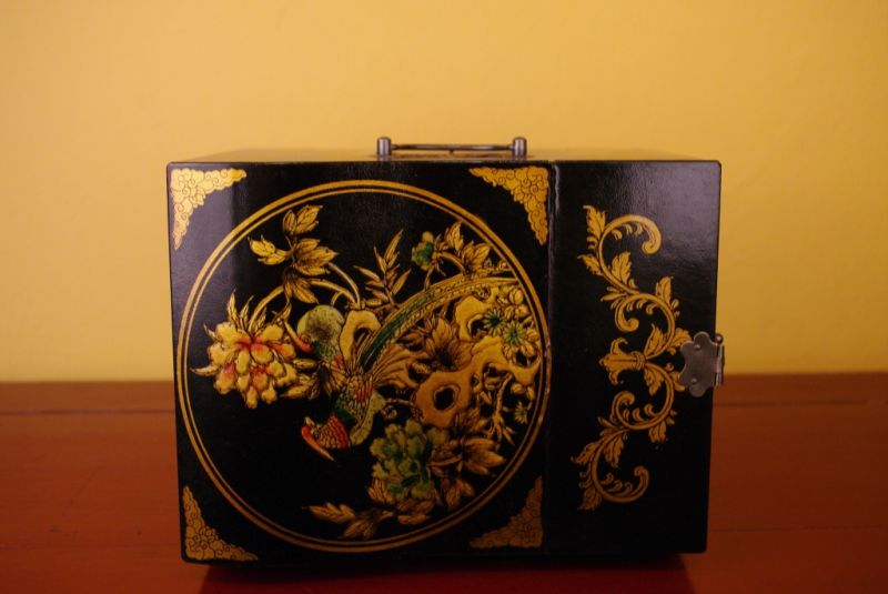 Large Chinese Jewelry Box Bird Black 5