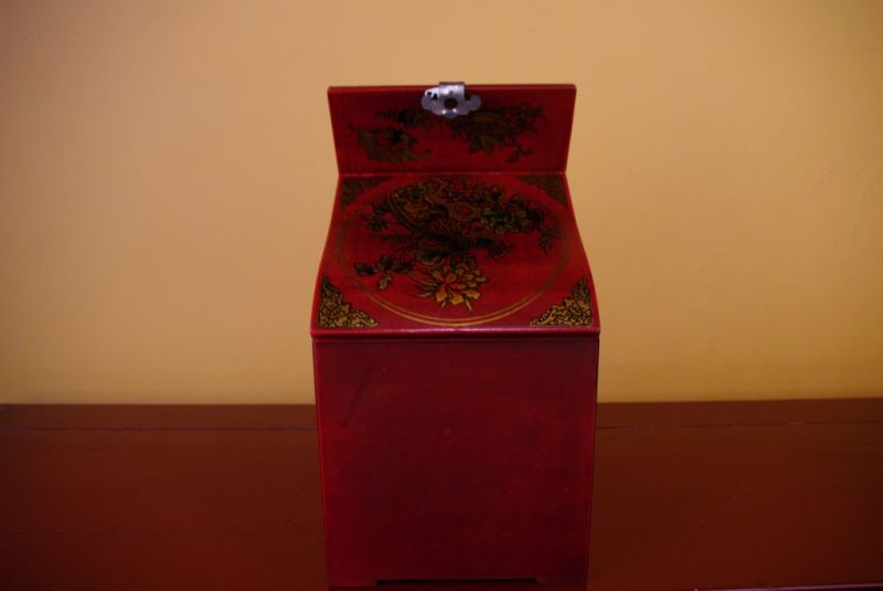 Large Chinese Jewelry Box Bird Red 3