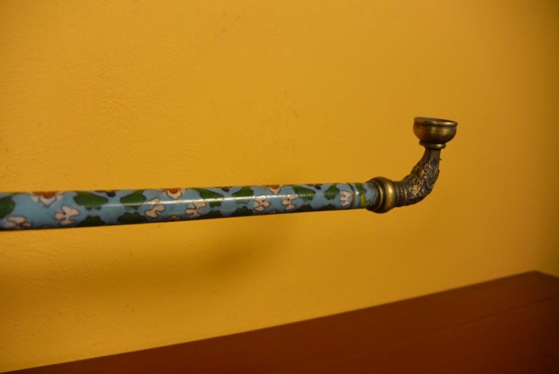 Large Chinese Pipe in Cloisonné Light Blue 2