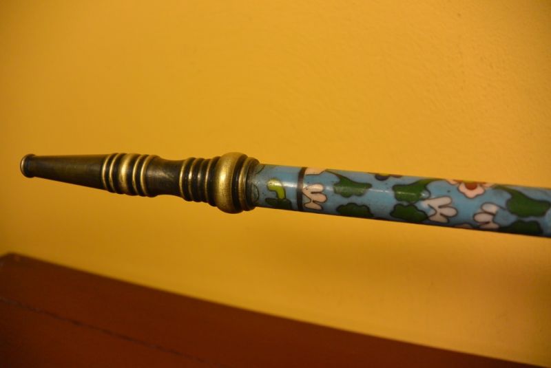 Large Chinese Pipe in Cloisonné Light Blue 3