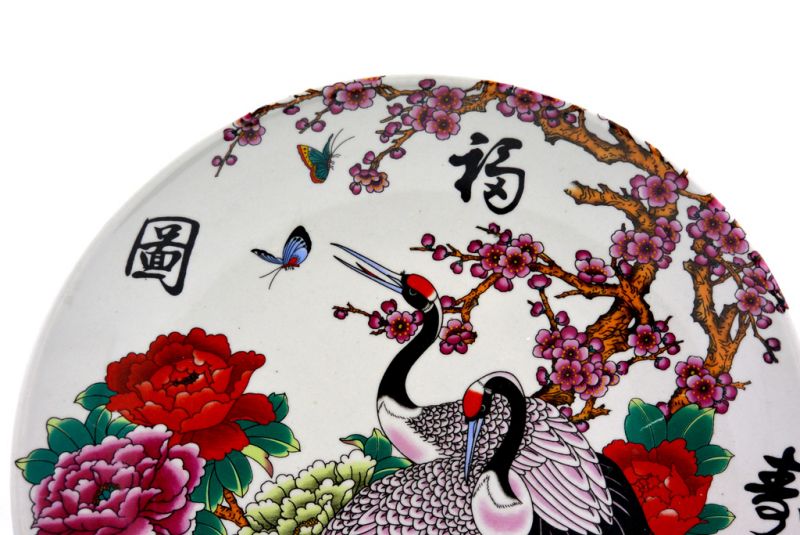 Large Chinese porcelain plate 33cm - The cranes 2
