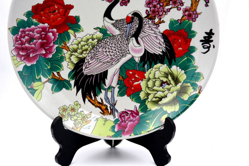 Large Chinese porcelain plate 33cm - The cranes 3