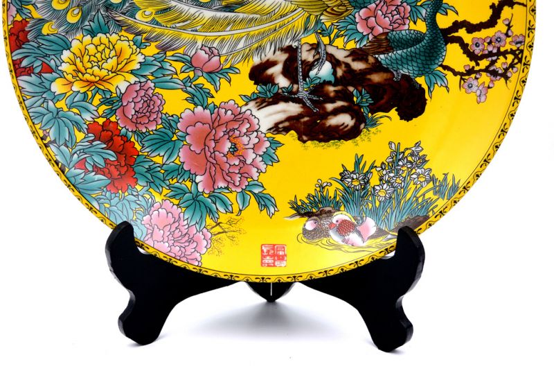 Large Chinese porcelain plate 33cm - The peacock 3