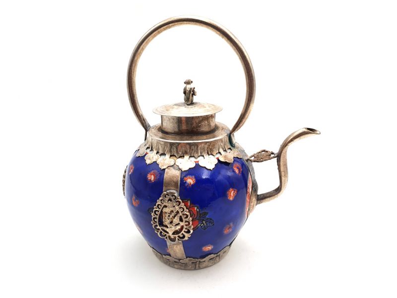 Large Chinese Porcelain Teapot Blue 3