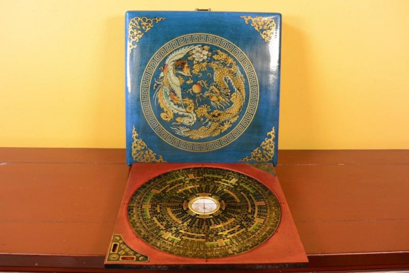 Large Feng Shui Compass Blue Dragon and Phoenix 1
