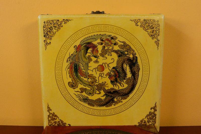 Large Feng Shui Compass Yellow Dragon and Phoenix 3