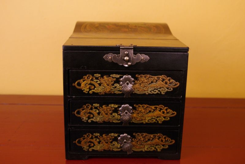 Large Jewelry Box Dragon and Phoenix Black 4