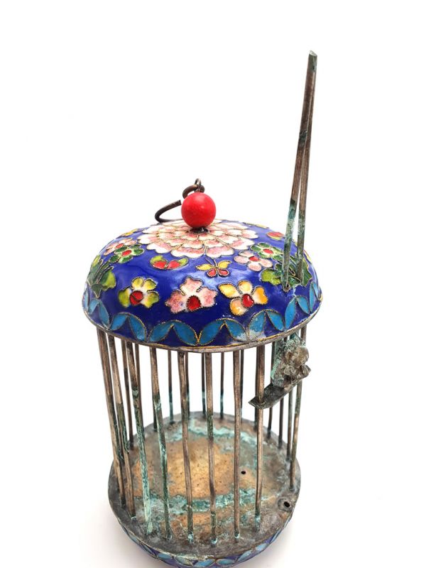 Large Metal Cloisonné Crickets Boxe Flower Blue 3